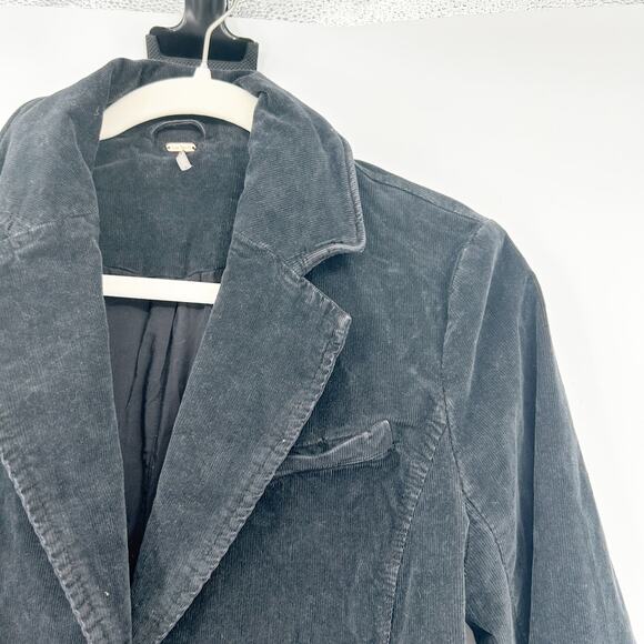 Free People Womens Fall Casual Layer Byron Corduroy Blazer Jacket Size S Black - Picture 7 of 8